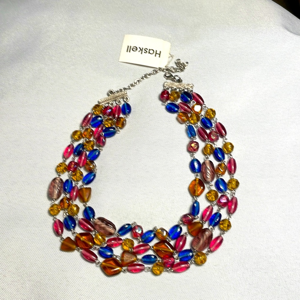 New! Four Strand Multicolored Beaded Necklace by Haskell NWT